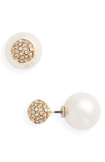 Women's Bp. Imitation Pearl & Crystal Front/back Earrings