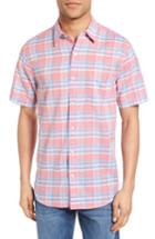 Men's Faherty Summer Blend Ventura Trim Fit Plaid Sport Shirt - Red