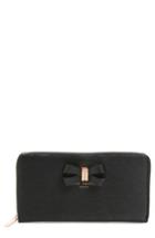 Women's Ted Baker London Oralia Bow Leather Zip-around Matinee Wallet - Black