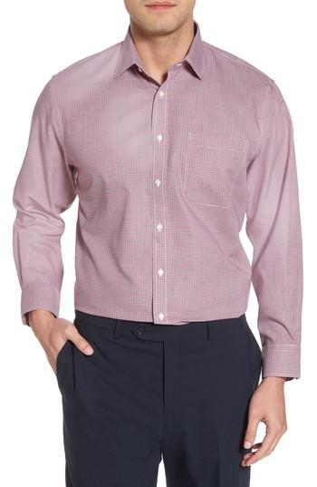Men's Nordstrom Men's Shop Smartcare(tm) Traditional Fit Houndstooth Dress Shirt 34/35 - Red