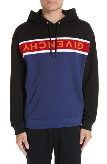 Men's Givenchy Upside Down Logo Hoodie - Black