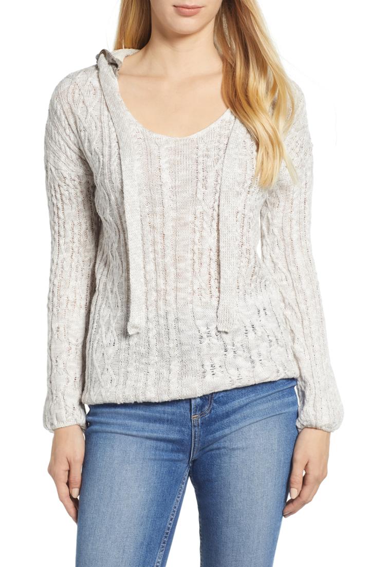 Women's Wit & Wisdom Cable Knit Hoodie - Beige