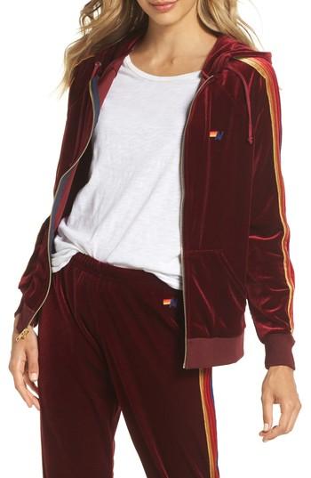 Women's Aviator Nation Classic Velvet Hoodie - Red