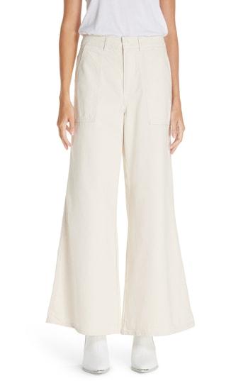 Women's Ganni Bluebell Wide Leg Pants Us / 34 Eu - White