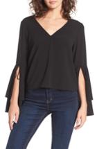 Women's Storee Ruffle Bell Sleeve Top - Black