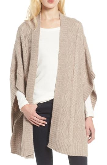 Women's Nordstrom Signature Cashmere Open Poncho, Size - Beige