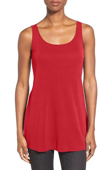 Women's Eileen Fisher Long Silk Tank - Red