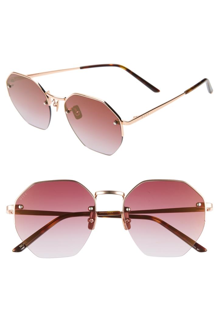 Women's Diff Nova 50mm Polarized Semi Rimless Geo Sunglasses - Gold/ Gold