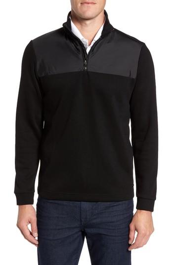 Men's Boss C-piceno Quarter Zip Fleece Pullover - Black