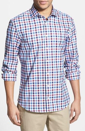 Kent & Curwen Tailored Fit Gingham Sport Shirt Red/ White/