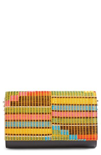 Christian Louboutin Paloma Africube Leather & Textile Clutch -
