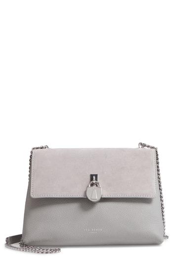 Ted Baker London Padlock Leather Crossbody Bag - Grey