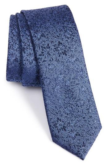 Men's Calibrate Dressy Floral Silk Skinny Tie, Size - Blue