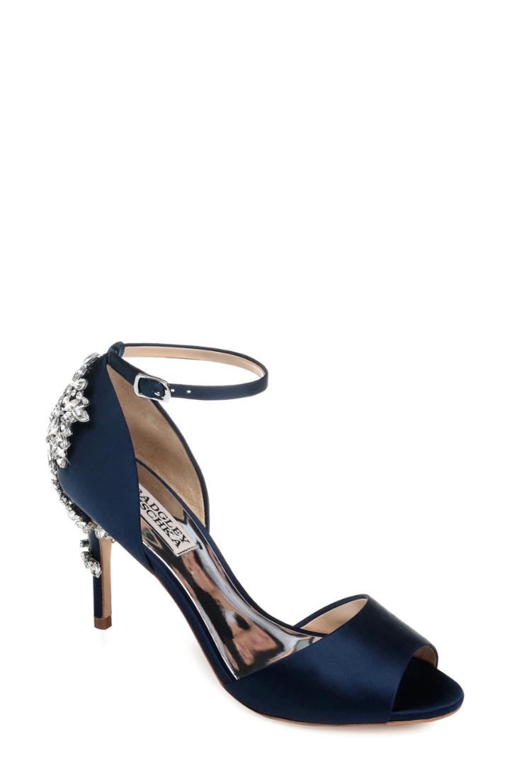 Women's Badgley Mischka Vienna Crystal Embellished Ankle Strap Pump .5 M - Blue