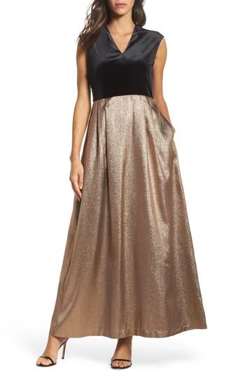 Women's Ellen Tracy Velvet & Glitter Jacquard Gown