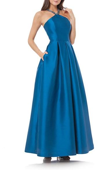 Women's Carmen Marc Valvo Infusion Beaded Mikado Ballgown