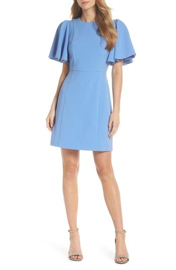 Women's Eliza J Flutter Sleeve Crepe Sheath Dress - Blue