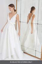 Women's Carolina Herrera Gardenia Mikado Side Drape Gown, Size In Store Only - White