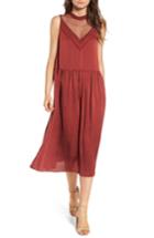 Women's Hinge Mesh Panel Midi Dress, Size - Brown