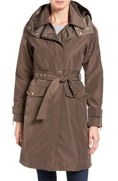 Women's Vince Camuto Hooded Trench Coat - Beige