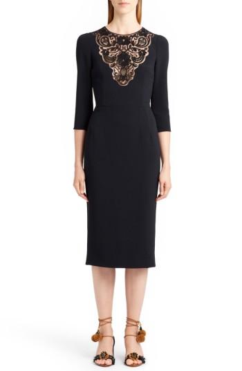 Women's Dolce & Gabbana Lace Inset Sheath Dress Us / 42 It - Black