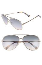 Women's Longchamp 61mm Gradient Lens Aviator Sunglasses - Gold/ Blue