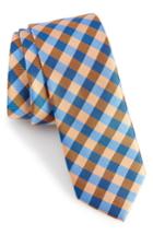 Men's 1901 Lopez Check Silk Skinny Tie, Size - Blue