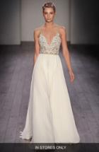 Women's Hayley Paige 'teresa' T-strap Back Embellished Chiffon A-line Gown