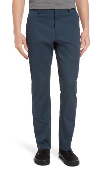 Men's Rvca 'the Week-end' Slim Straight Leg Stretch Twill Chinos - Blue (online Only)