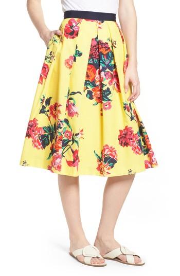 Women's 1901 Full Floral Stretch Cotton Skirt - Yellow