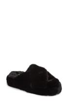 Women's Steve Madden Comfy Faux Fur Slipper - Black