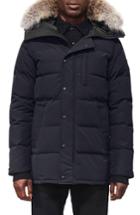 Men's Canada Goose 'carson' Slim Fit Hooded Packable Parka With Genuine Coyote Fur Trim, Size - Blue