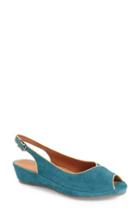 Women's L'amour Des Pieds 'breyer' Slingback Peep Toe Wedge .5 M - Blue/green