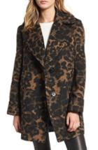 Women's Kensie Leopard Print Wool Coat - Brown