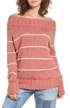 Women's Billabong Snuggle Down Off The Shoulder Sweater - Pink
