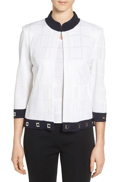 Women's Ming Wang Embellished Mandarin Collar Jacket