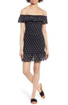 Women's The Fifth Label Fiesta Daisy Print Smocked Off The Shoulder Dress, Size - Black