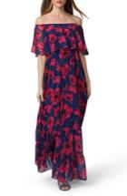 Women's Donna Morgan Print Chiffon Off The Shoulder Maxi Dress