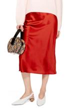 Petite Women's Topshop Satin Midi Skirt P Us (fits Like 0-2p) - Red