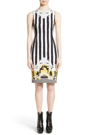 Women's Versace Collection Placed Catwalk Print Silk Dress