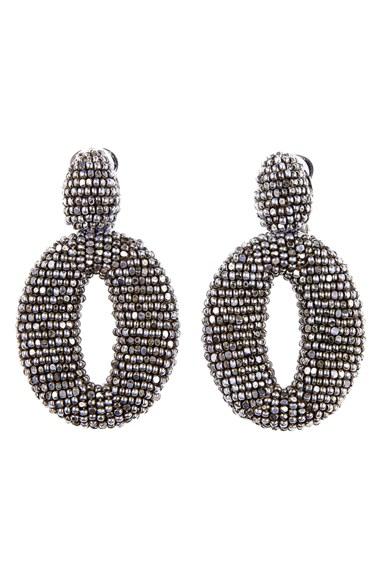 Women's Oscar De La Renta Beaded Frontal Hoop Earrings