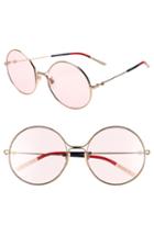 Women's Gucci 58mm Round Sunglasses - Gold/ Solid Light Pink