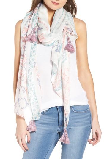 Women's Caslon Print Pareo, Size - White
