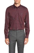Men's Ted Baker London Bean Modern Fit Print Dress Shirt .5 - Red