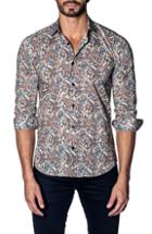 Men's Jared Lang Slim Fit Paisley Print Sport Shirt, Size - Beige