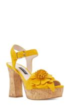 Women's Nine West Winflower Flower Platform Sandal .5 M - Yellow