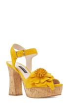 Women's Nine West Winflower Flower Platform Sandal .5 M - Yellow