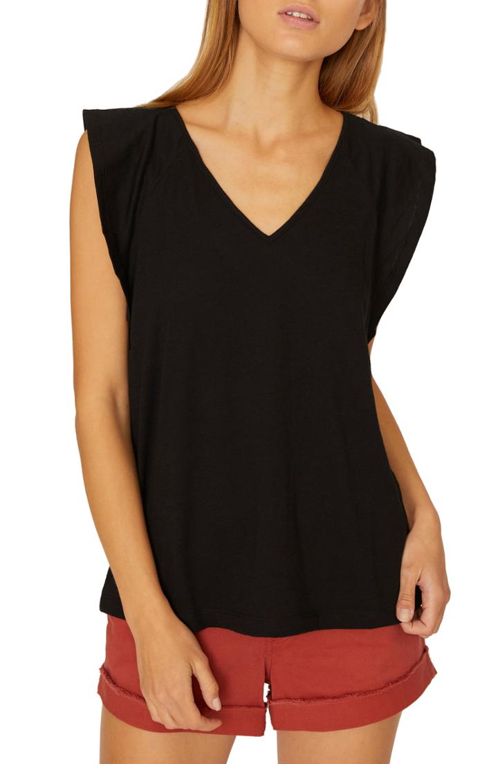 Women's Sanctuary Lily Flutter Sleeve Tee - Black