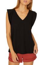 Women's Sanctuary Lily Flutter Sleeve Tee - Black