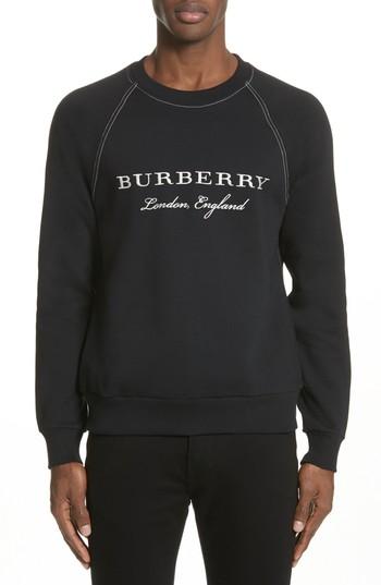 Men's Burberry Taydon Embroidered Crewneck Sweatshirt, Size - Black